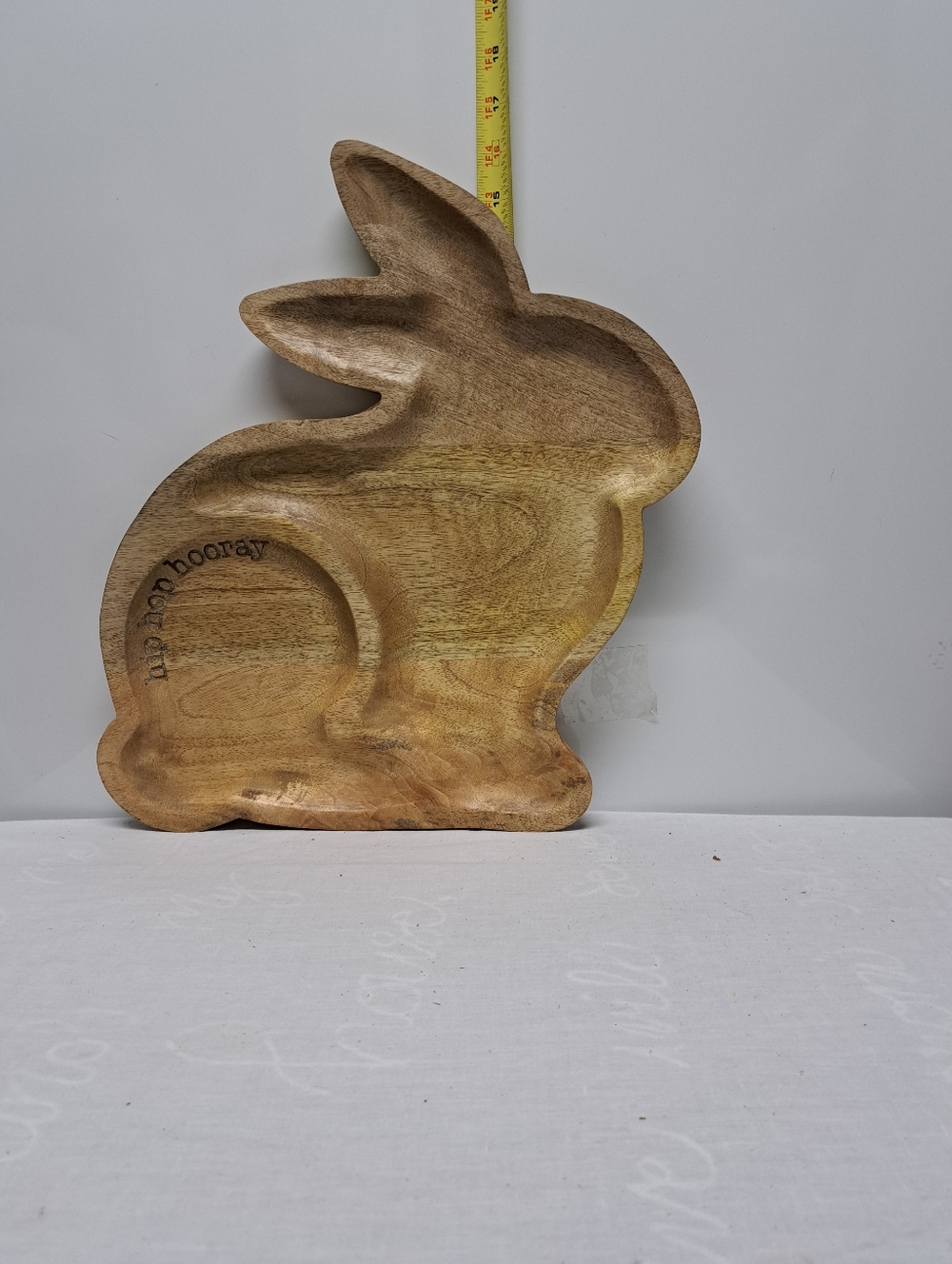 Wooden Bunny Shaped Serving Tray - Natural Wood